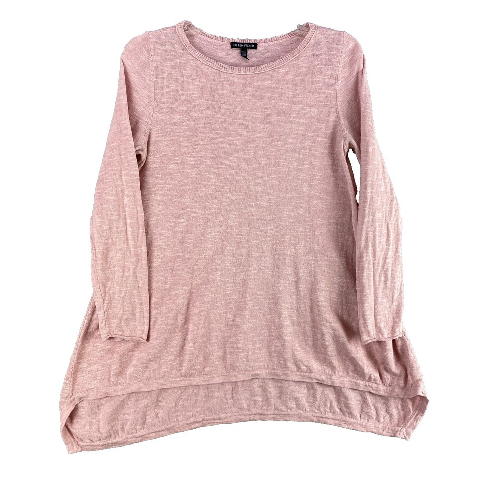 Eileen Fisher Top Women's Small Knit Tunic Pink Organic Linen Cotton ALine
